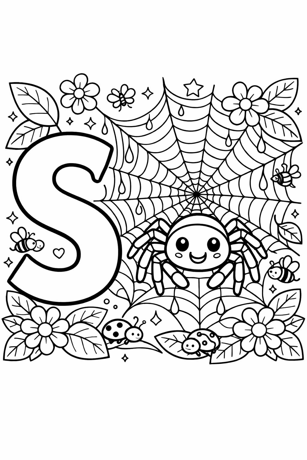 alphabet learning coloring page | letter S practice | educational printable