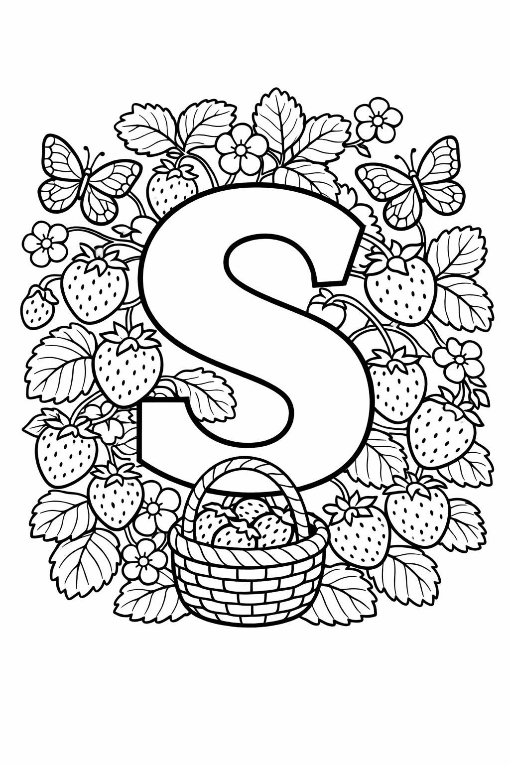 large letter S coloring page | bold alphabet design | preschool activity sheet