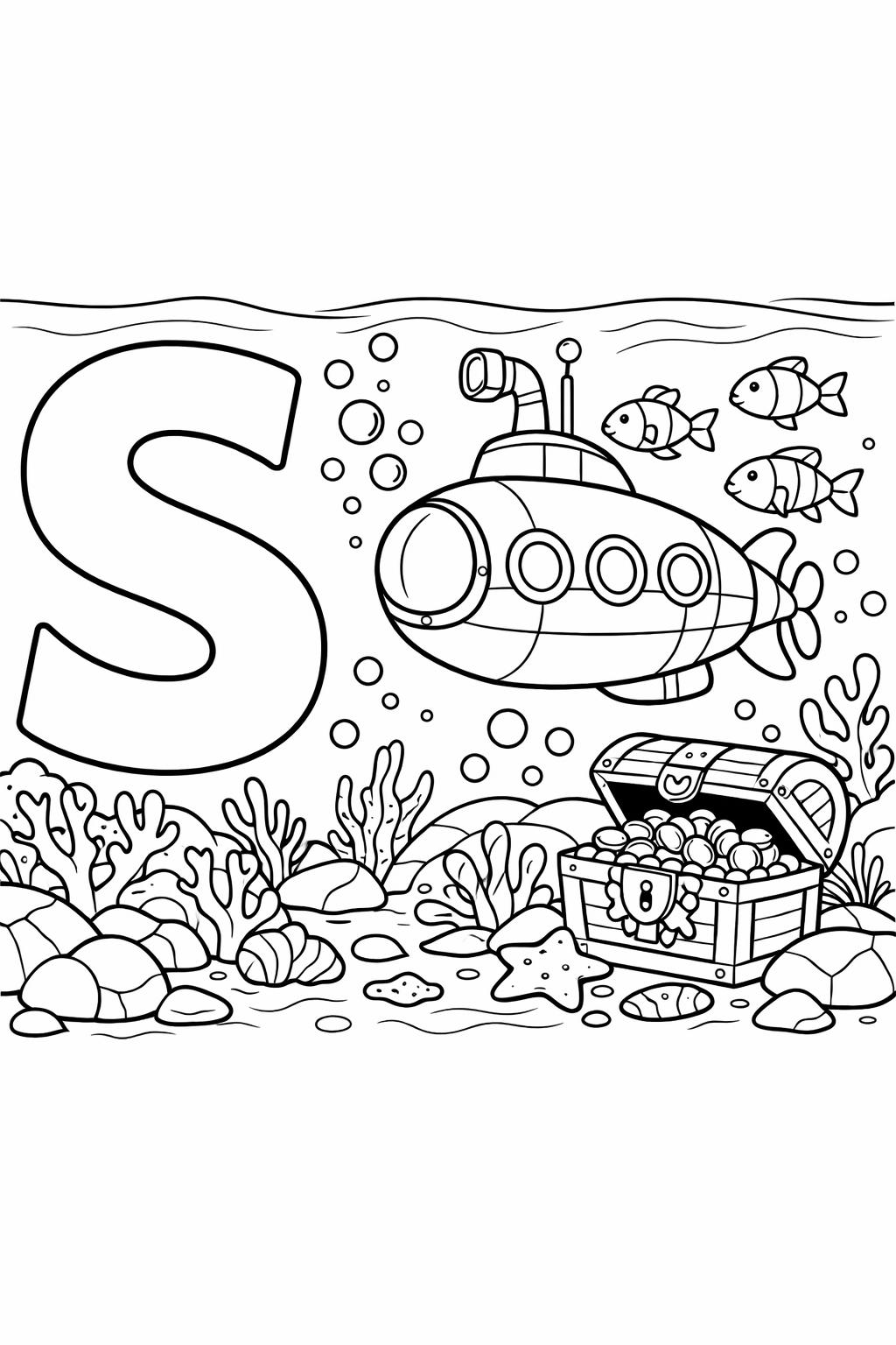 letter S tracing page | handwriting practice worksheet | educational coloring page
