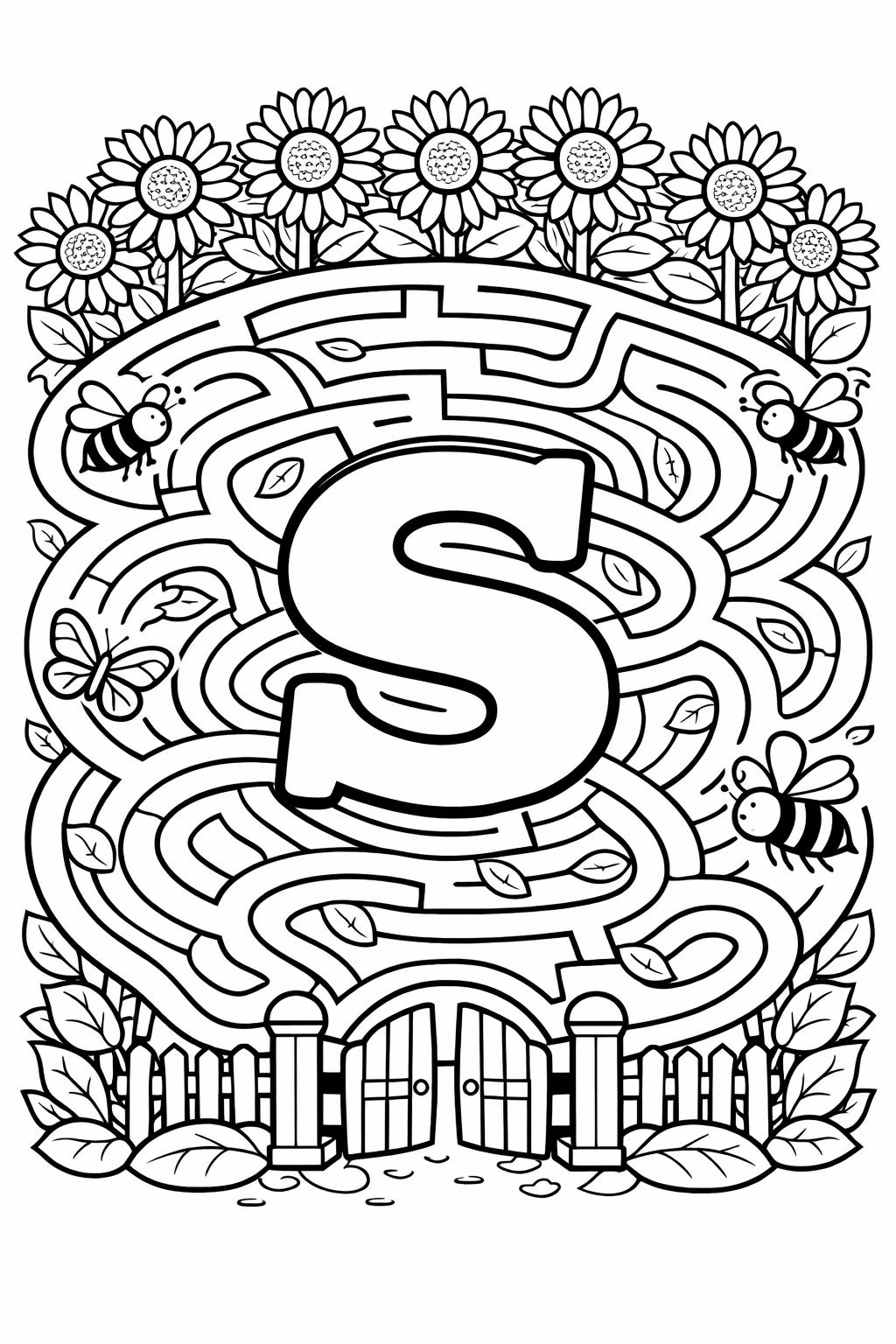 lowercase s coloring page | early literacy activity | fun alphabet page