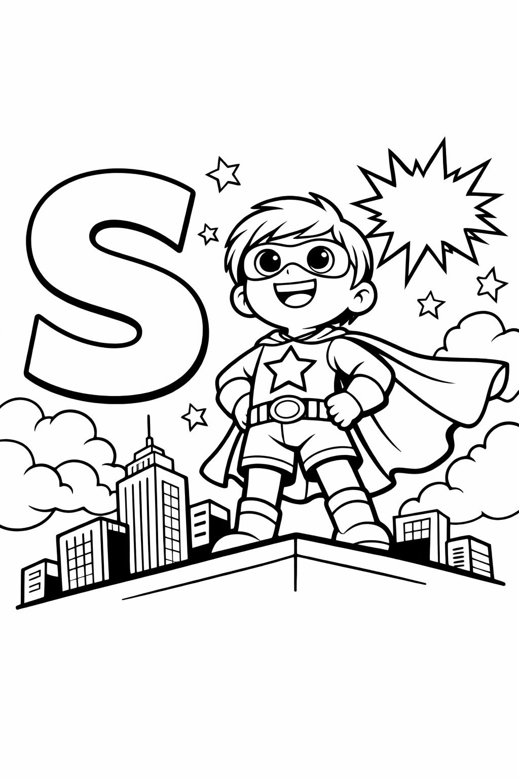 uppercase S coloring page | letter recognition practice | educational coloring sheet