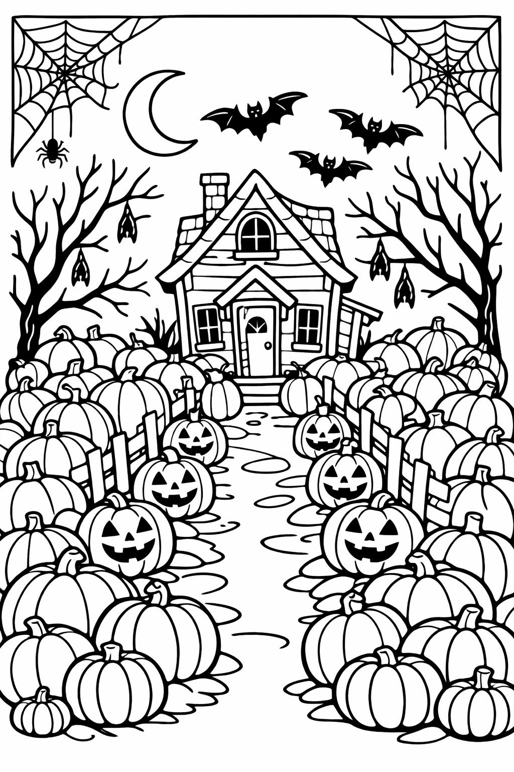 abandoned haunted house coloring page | creepy old building | printable Halloween artwork