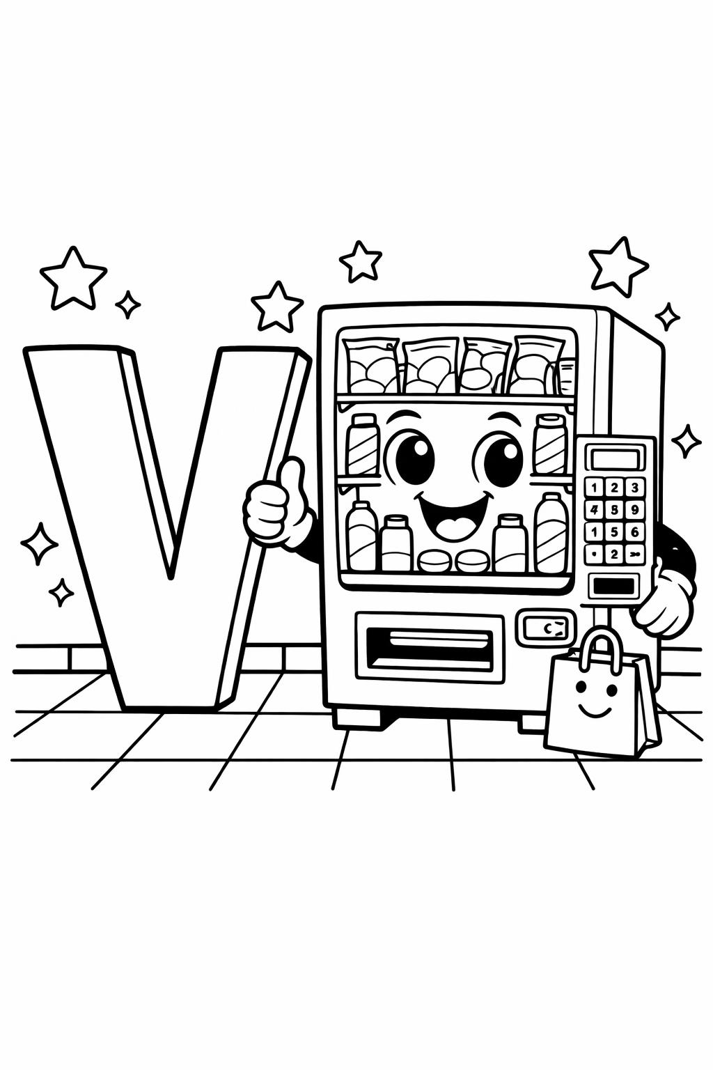letter V simple coloring page | easy alphabet activity | beginner kids printable
