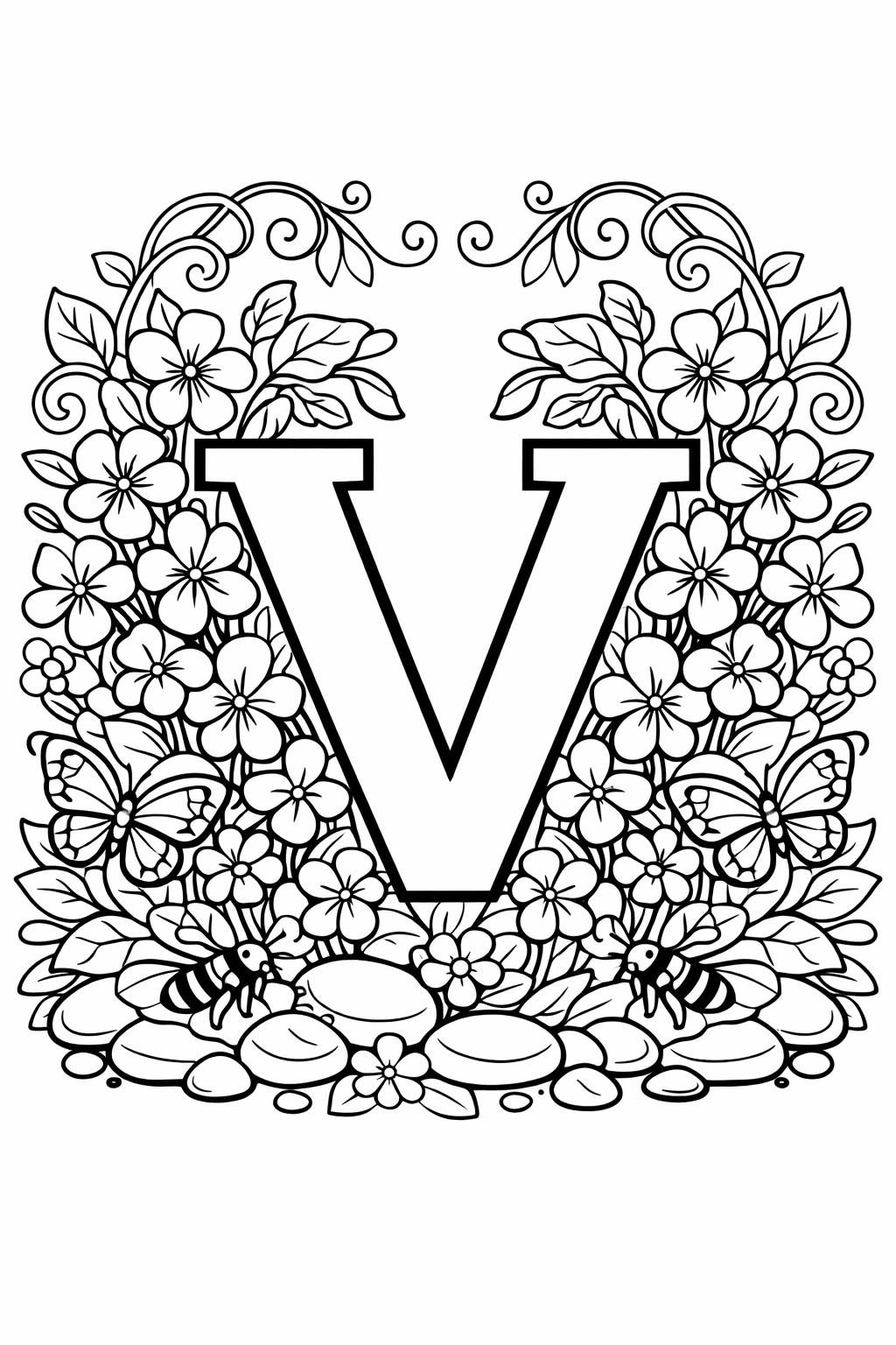 letter V classroom coloring page | kindergarten alphabet worksheet | educational printable