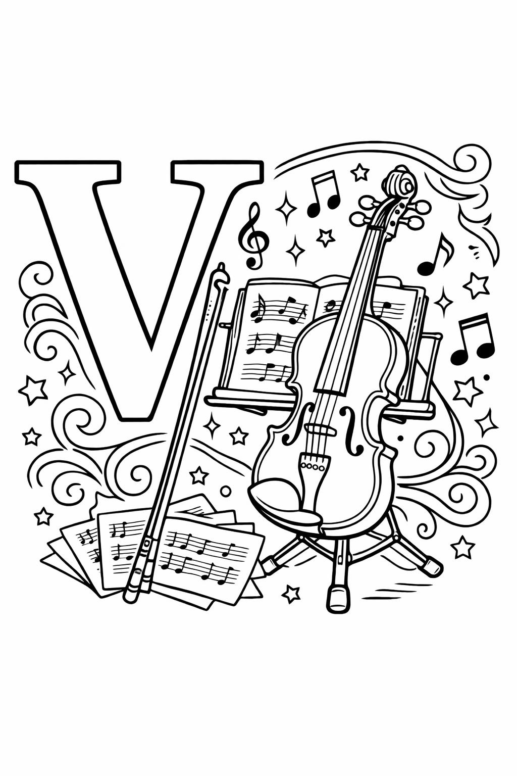 letter V outline coloring page | bold alphabet letter | easy printable coloring sheet