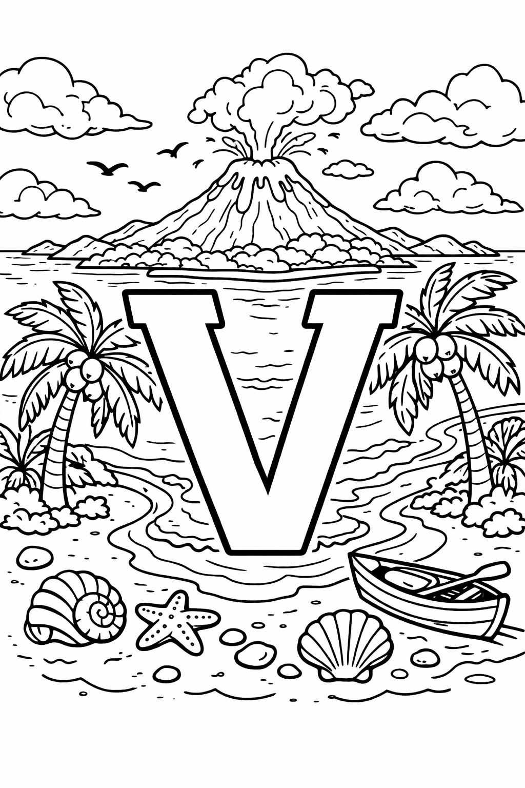lowercase letter v coloring page | preschool printable | letter recognition practice