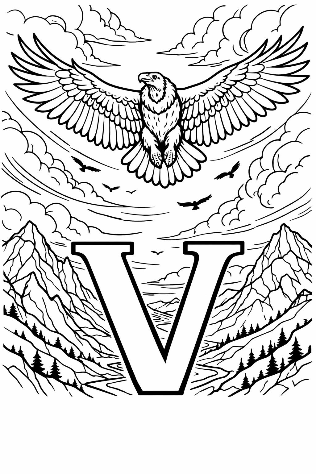 letter V with van coloring page | vehicle alphabet activity | printable kids worksheet