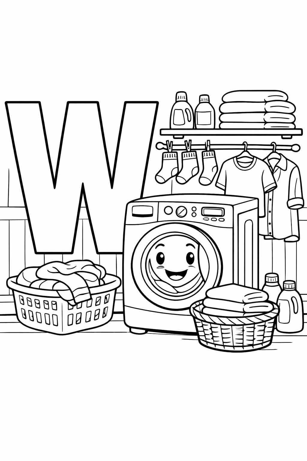 letter W tracing and coloring page | alphabet practice worksheet | printable learning activity