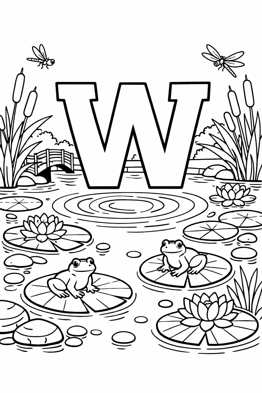 uppercase letter W coloring page | free alphabet printable | kindergarten worksheet