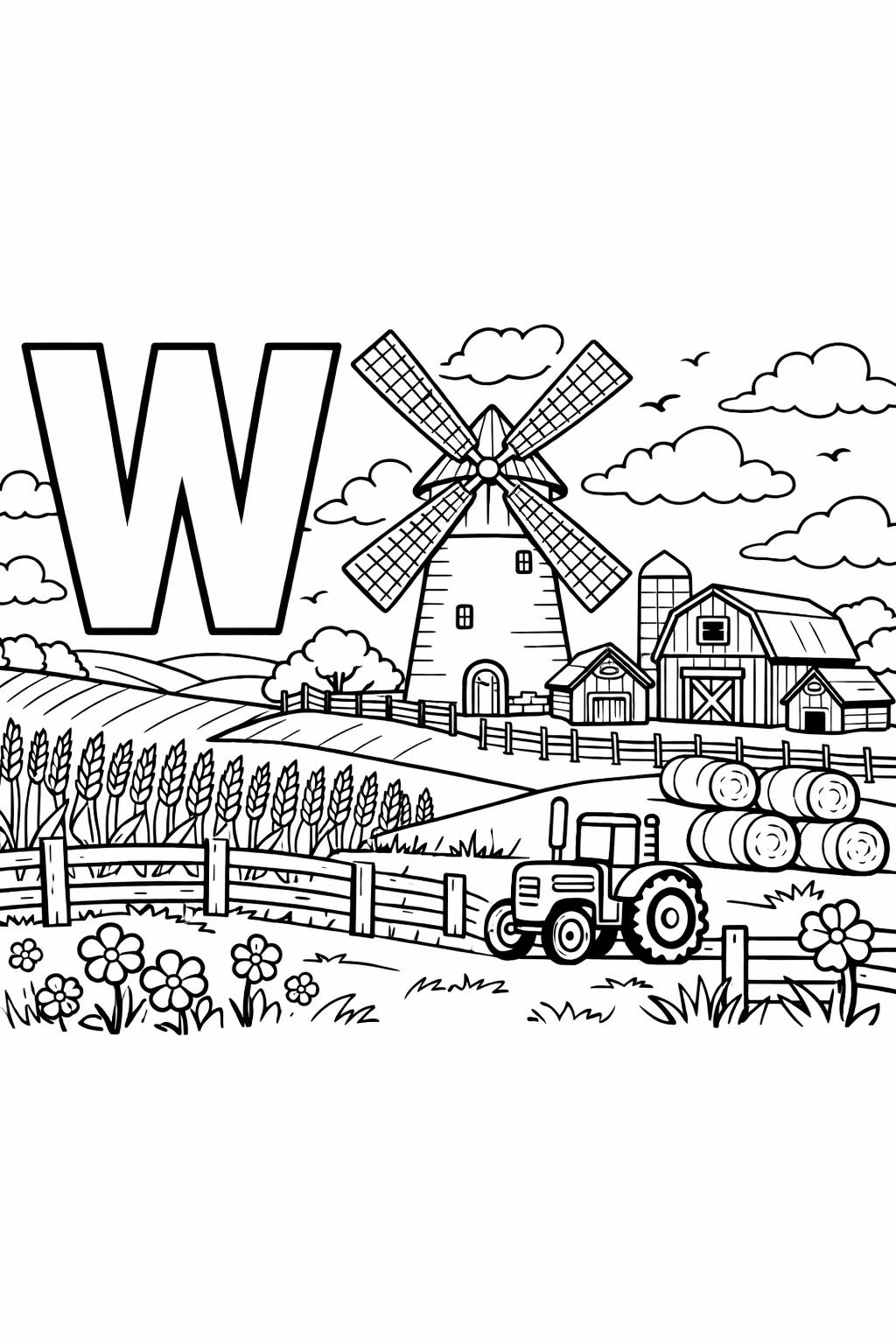 letter W phonics coloring page | beginning sound activity | printable alphabet worksheet