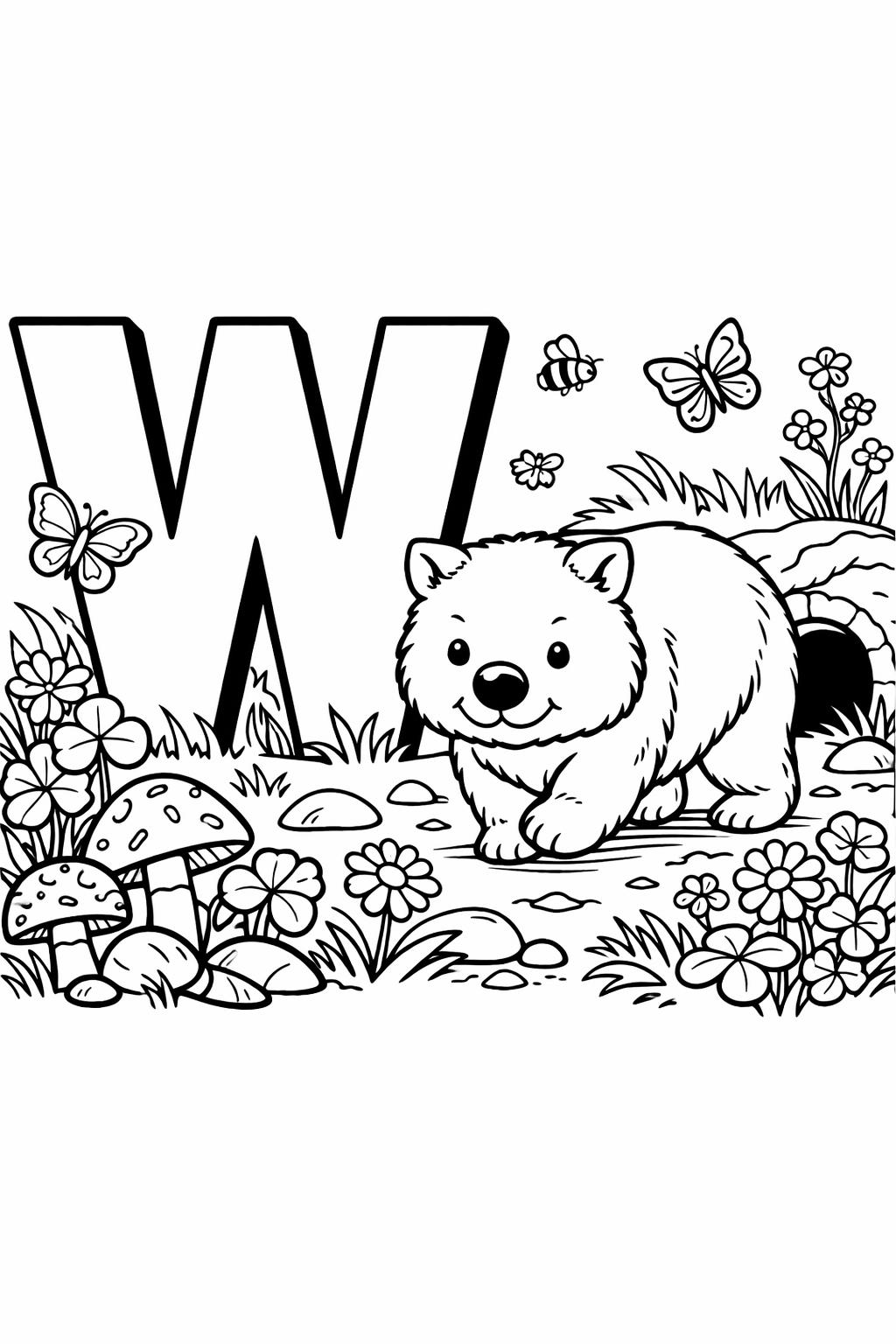 letter W alphabet coloring sheet | letter recognition activity | free kids printable