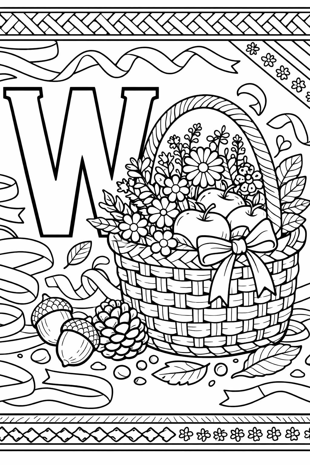 letter W printable coloring page | kids alphabet worksheet | fun educational printable