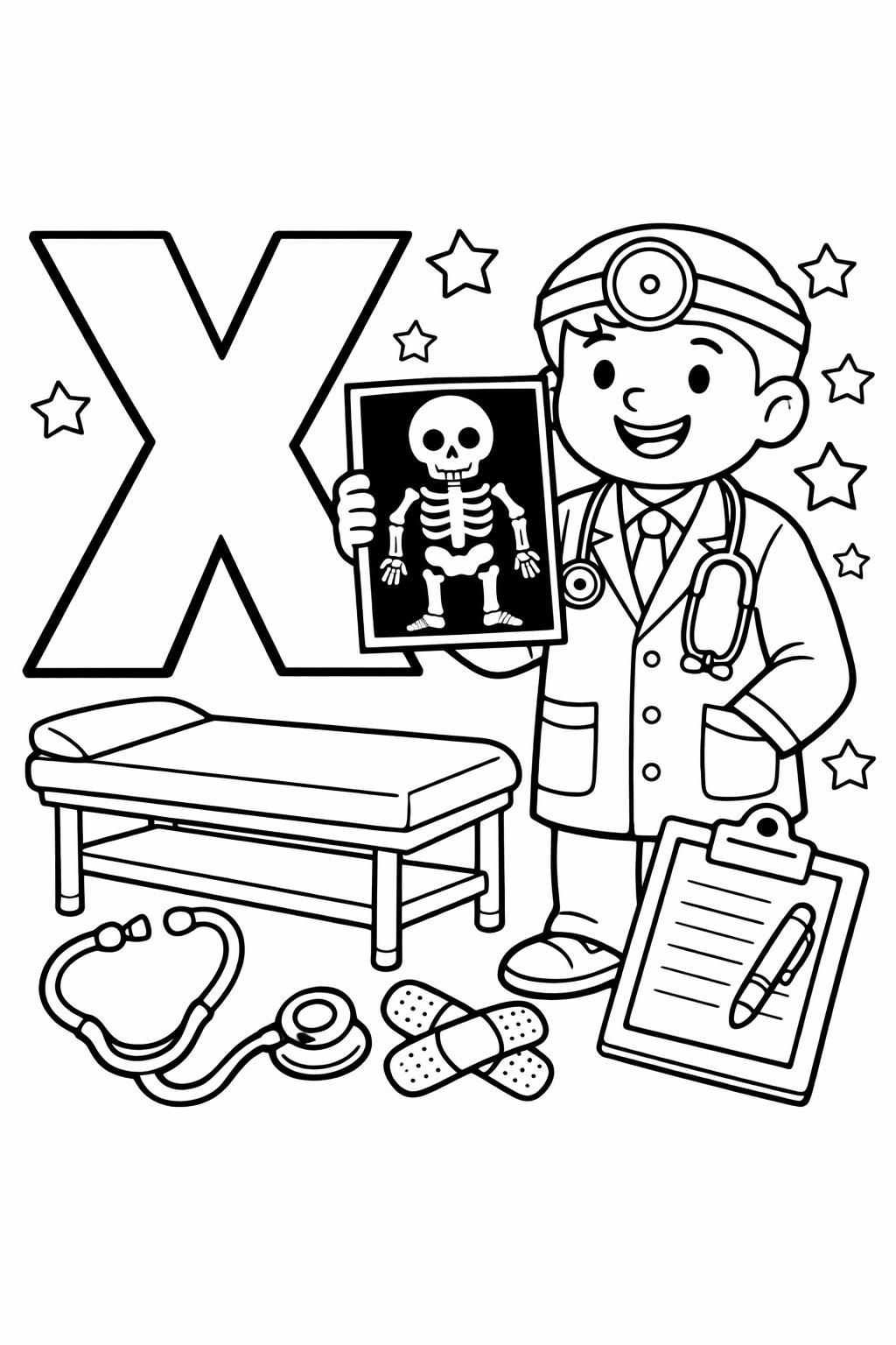 letter X printable coloring page | kids alphabet worksheet | fun educational printable