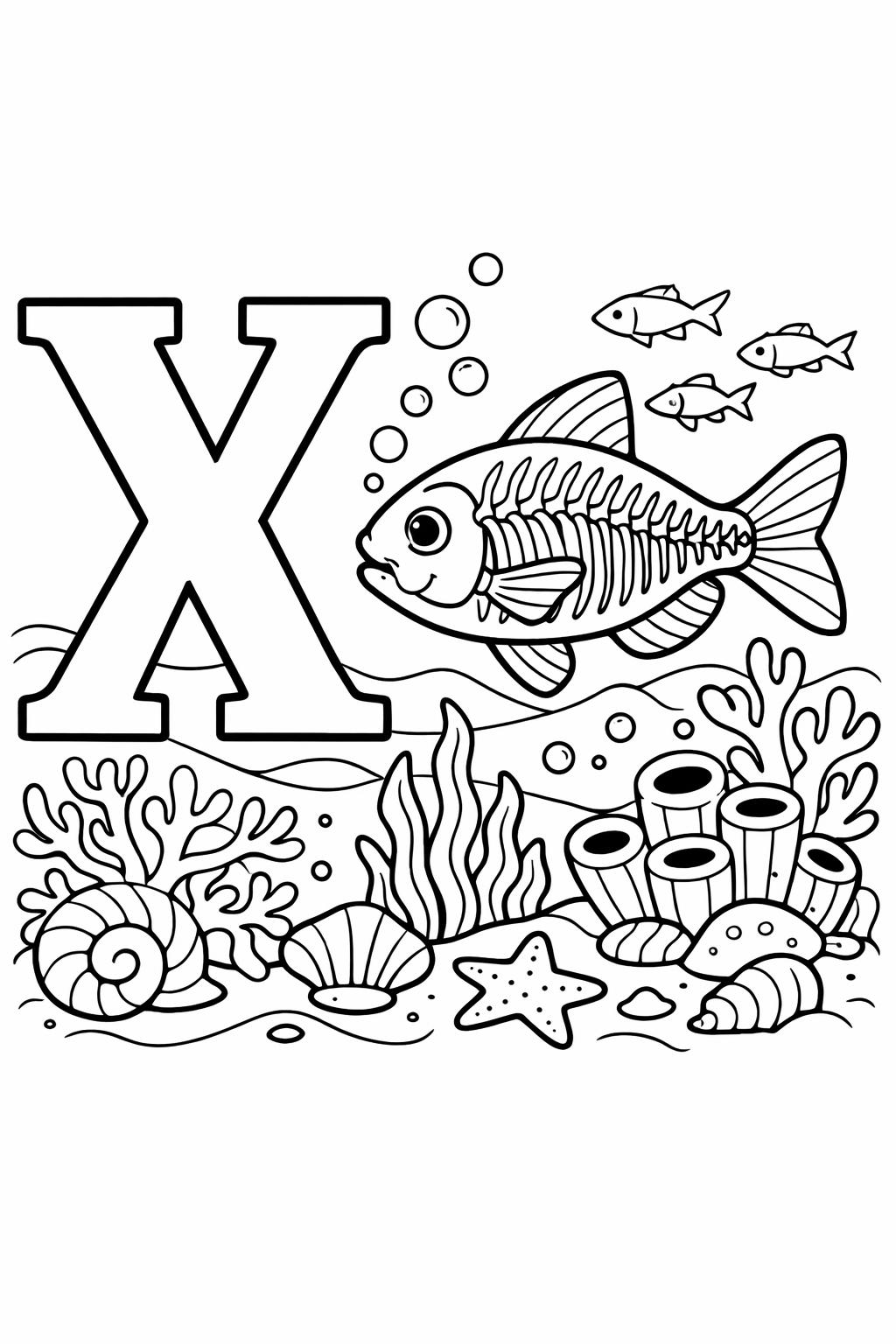 lowercase letter x coloring page | preschool printable | letter recognition practice