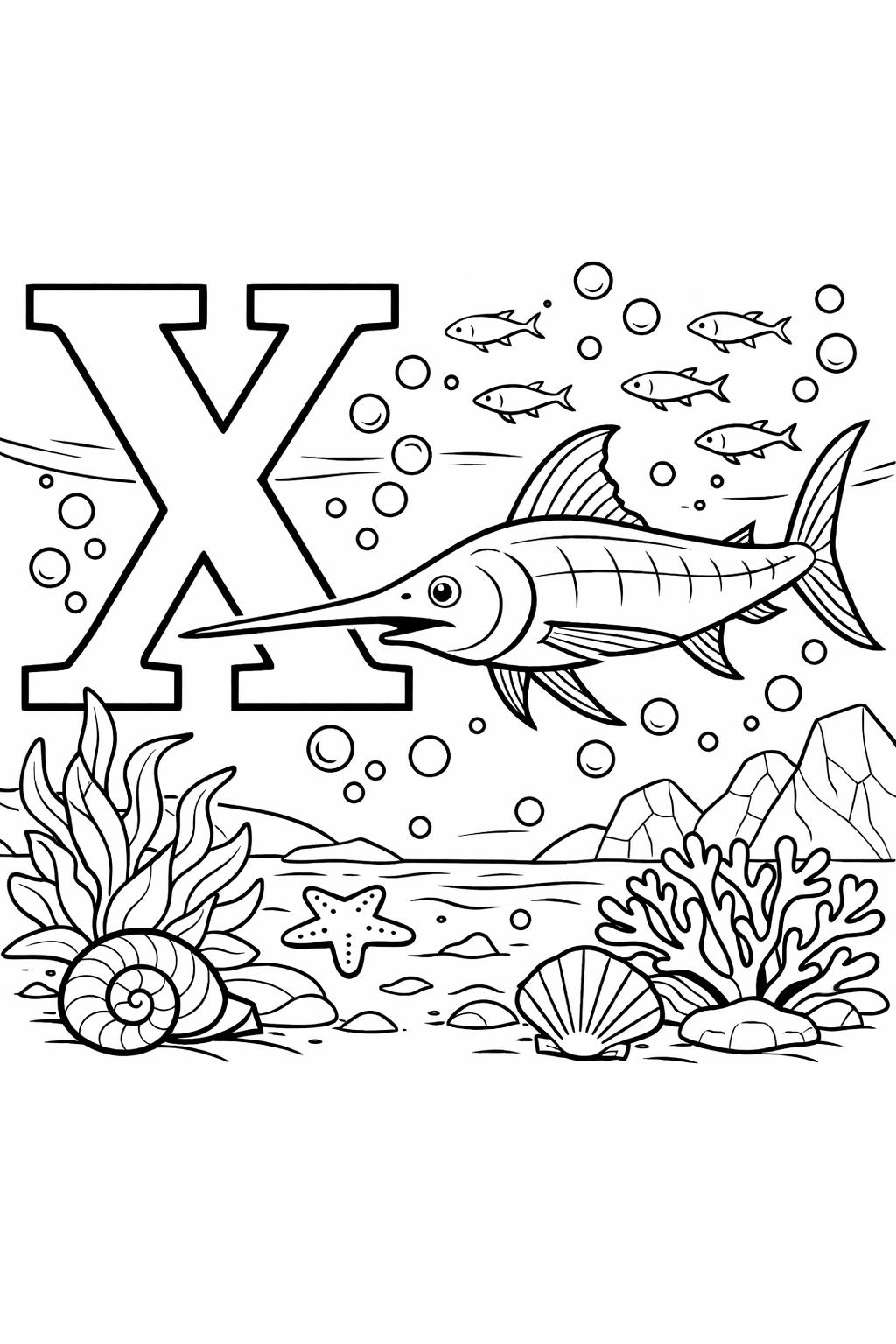 letter X handwriting coloring page | alphabet learning worksheet | preschool practice