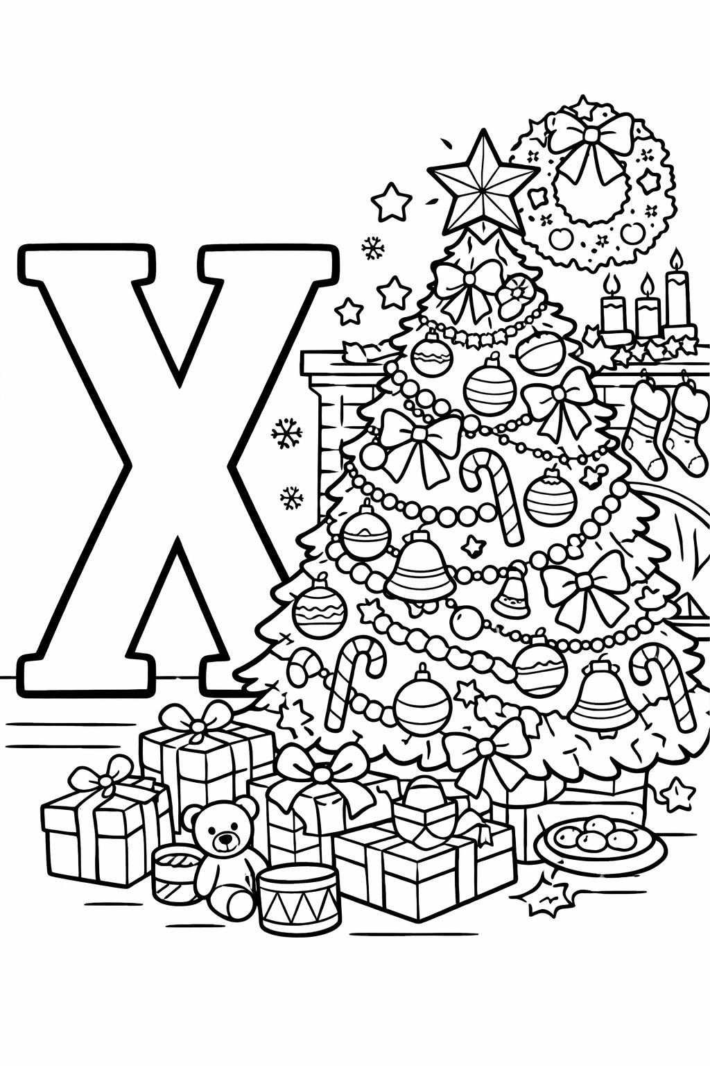 letter X with fox coloring page | animal alphabet printable | fun kids activity