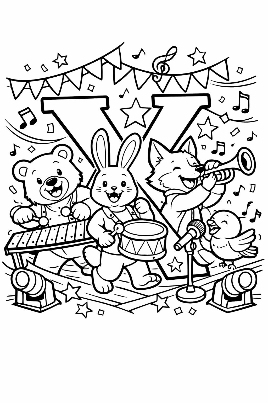 letter X outline coloring page | bold alphabet letter | easy printable coloring sheet