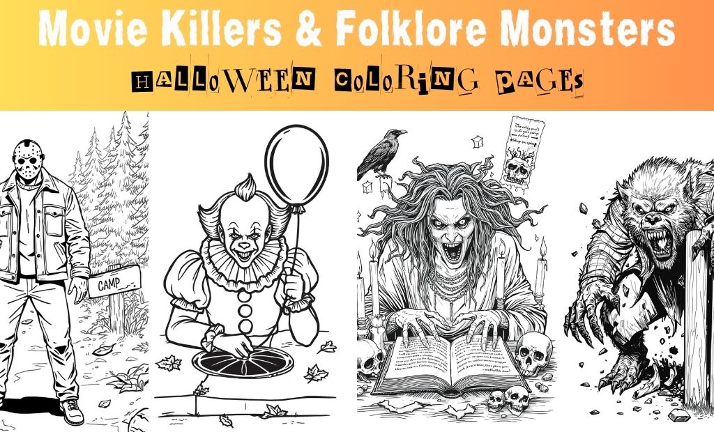 Movie Killer and folklore monster coloring pages