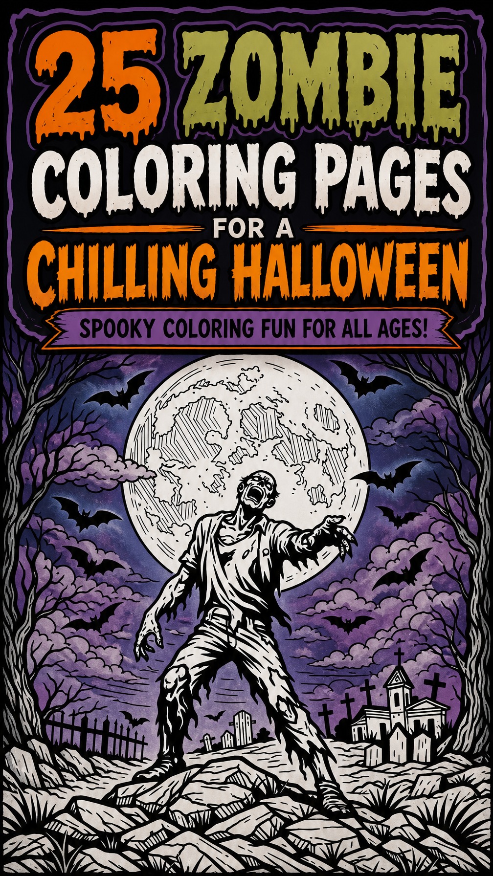 zombie coloring page | Halloween printable coloring sheet | spooky activity