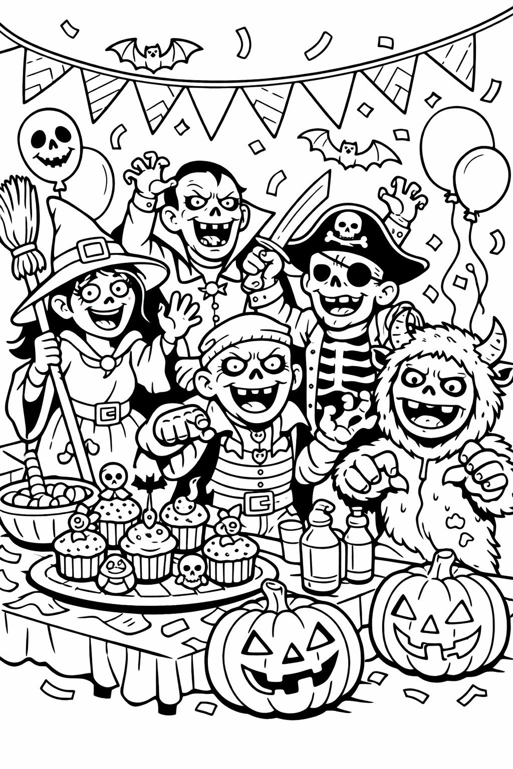 cartoon zombie coloring page | playful spooky illustration | fun kids activity