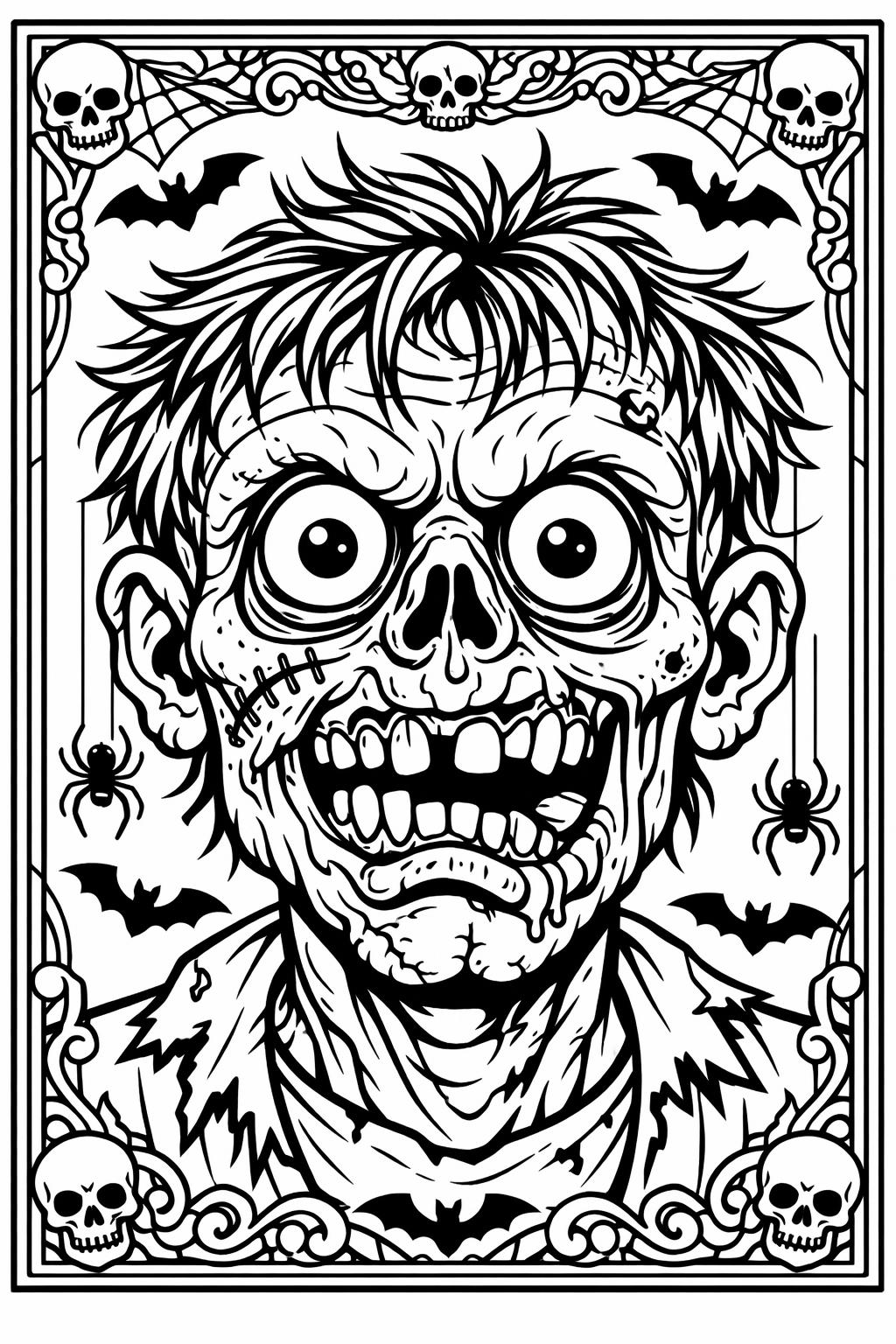 easy zombie coloring page | simple Halloween outline | beginner-friendly printable activity