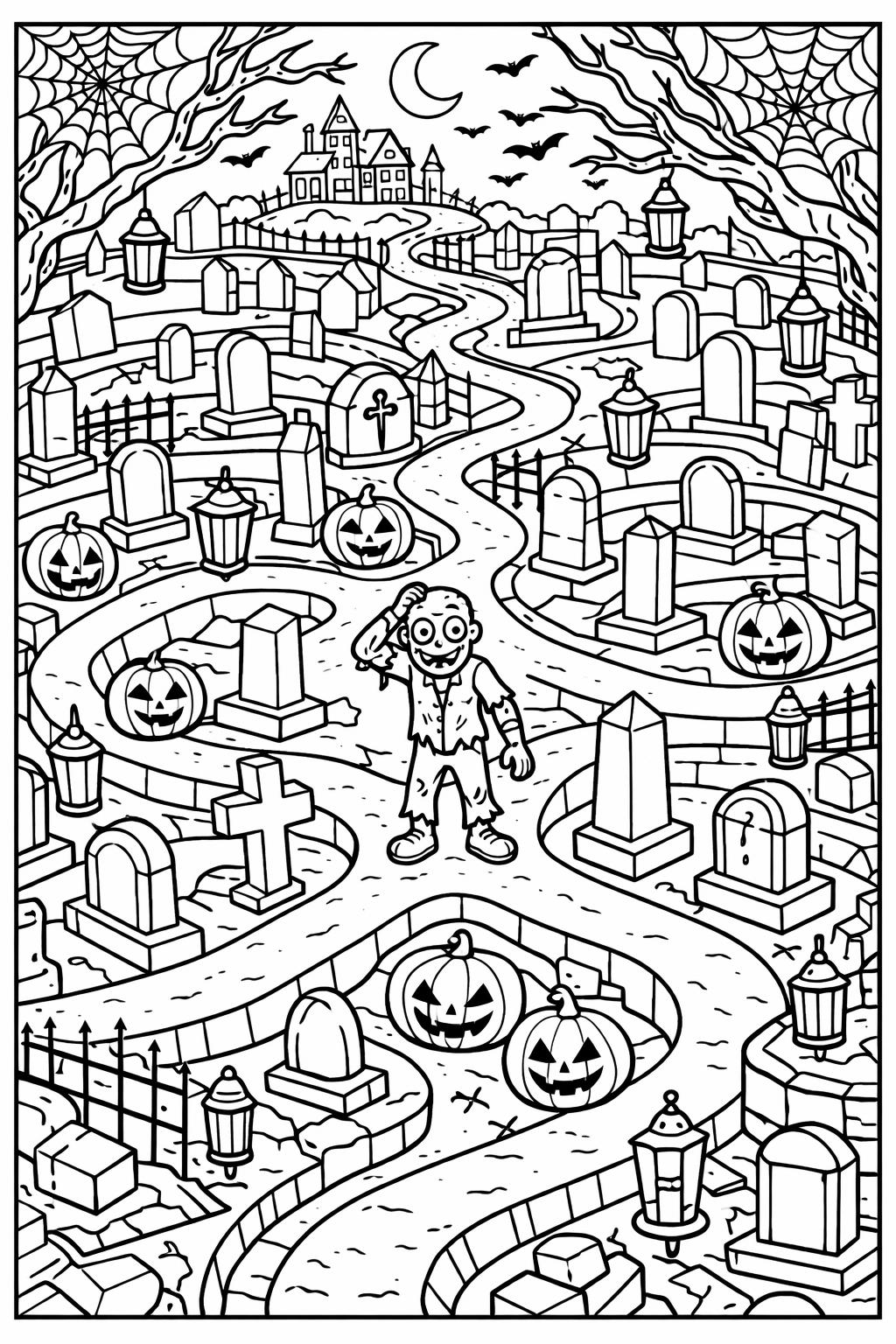 zombie monster coloring page | creepy Halloween creature | printable coloring sheet