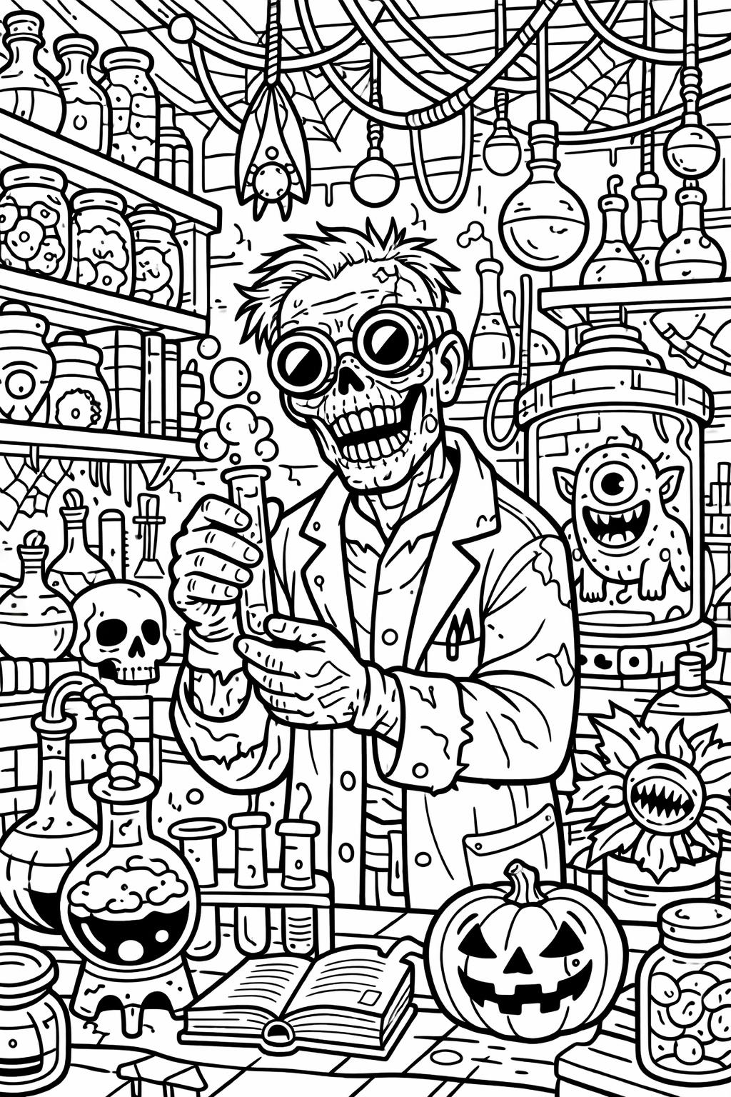 zombie Halloween party coloring page | spooky festive gathering | printable activity