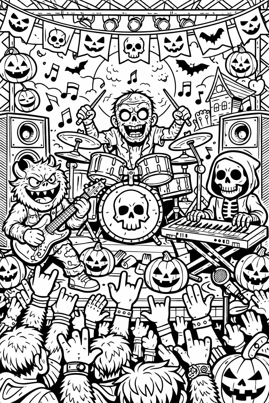 cute zombie coloring page | friendly spooky character | kids printable coloring sheet