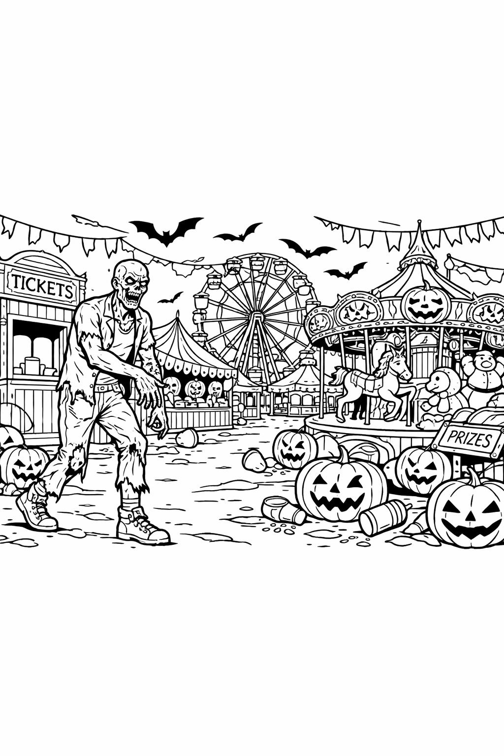 zombie and ghost coloring page | spooky Halloween friends | printable coloring activity