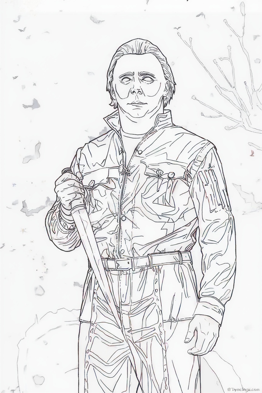 Michael Myers -Halloween Horror Coloring Page