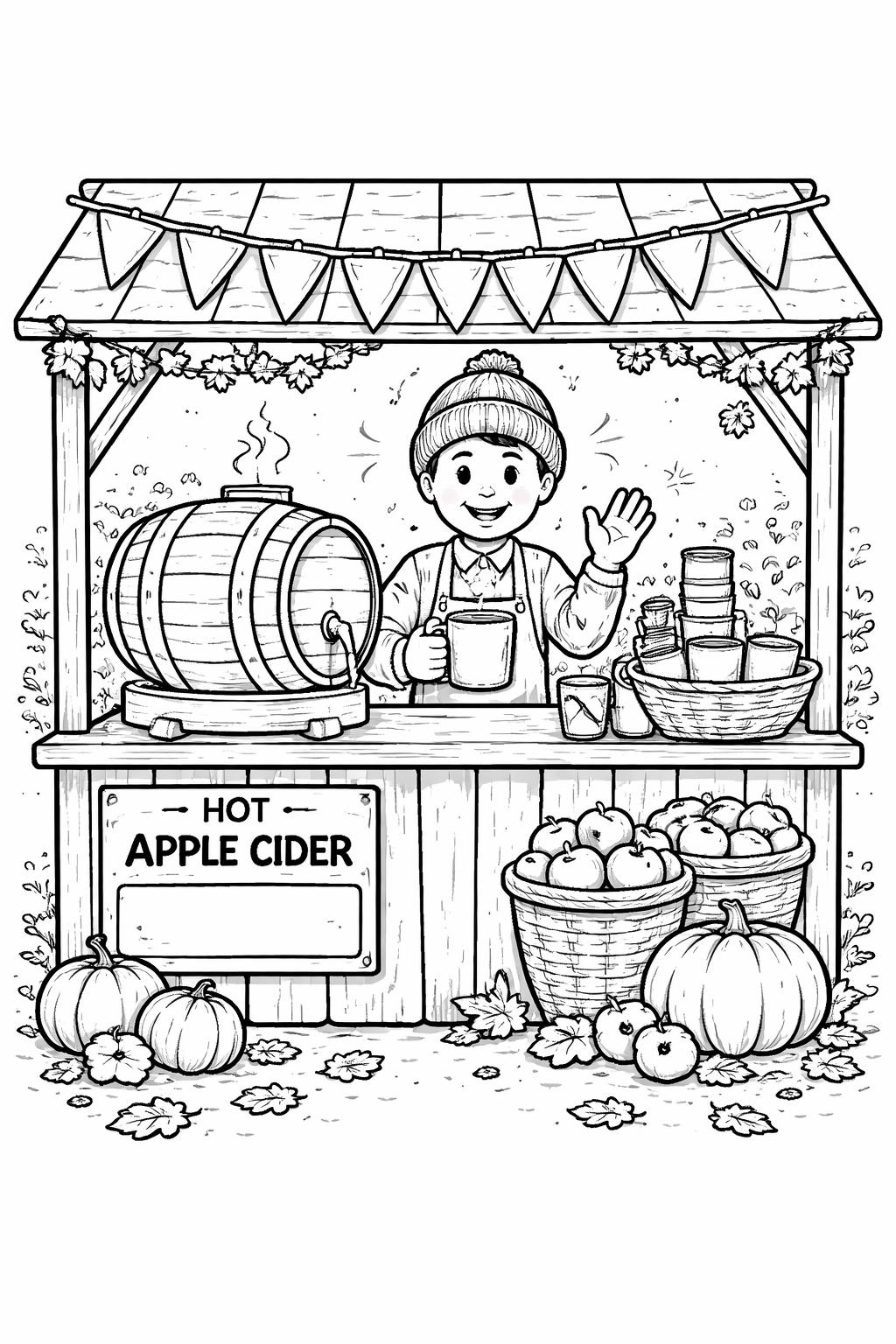 red apple coloring page | fresh fruit illustration | printable fall activity