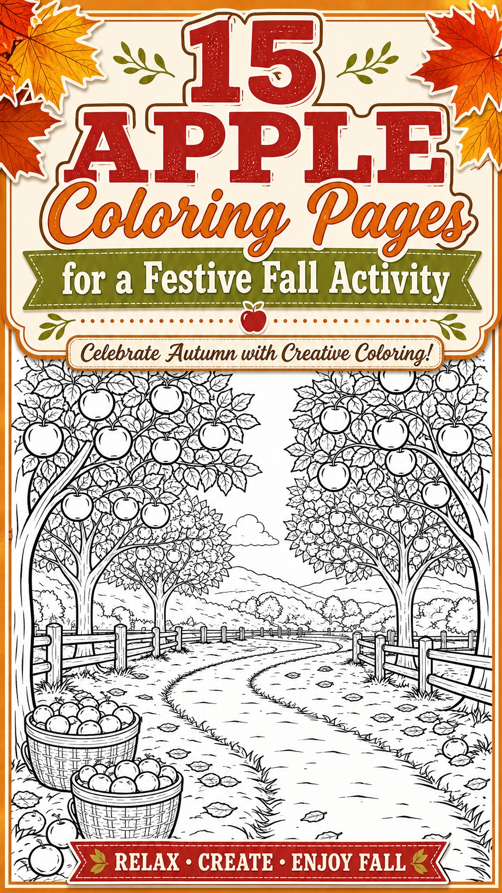 apple coloring page | free printable apple coloring sheet | fall activity