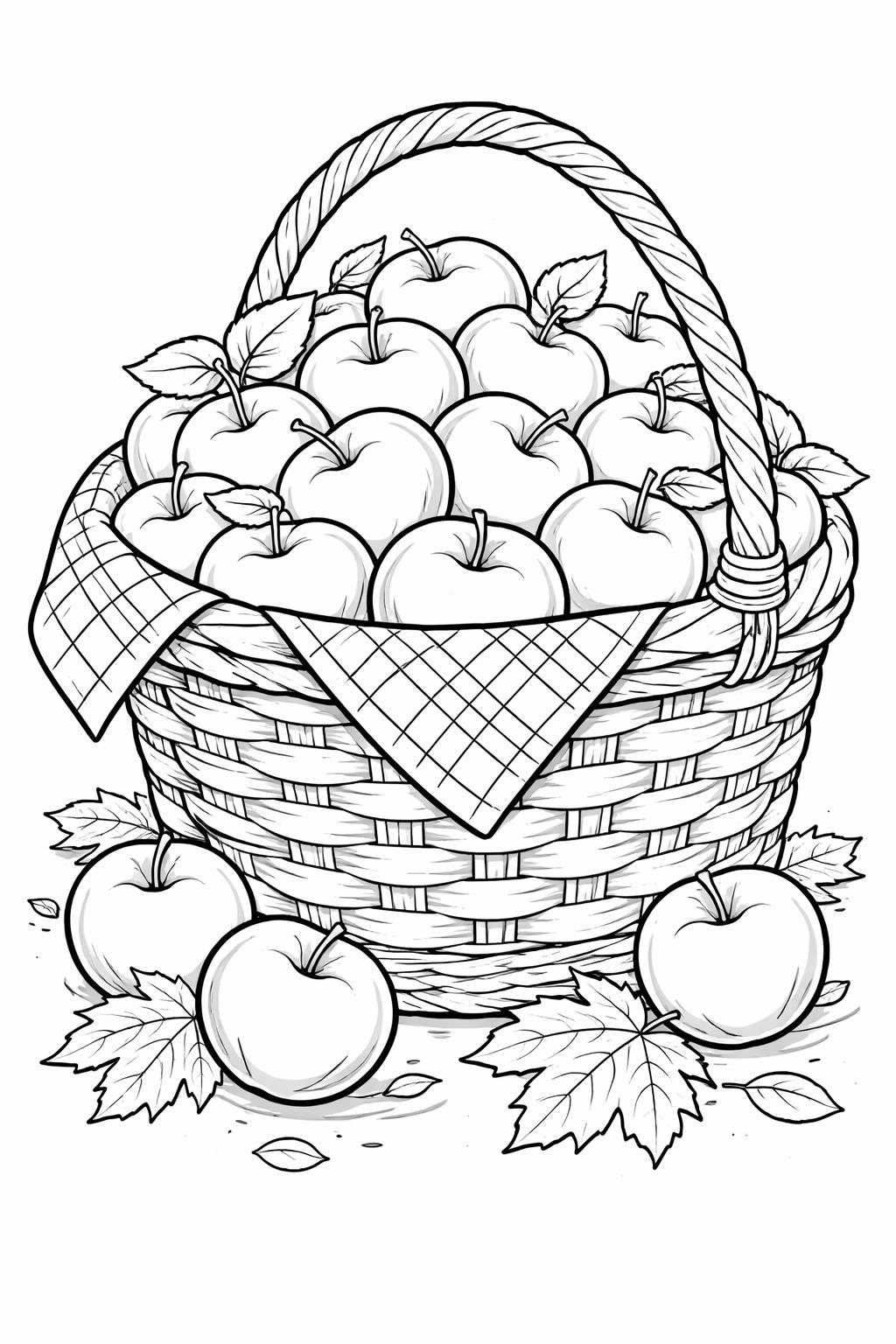apple and pumpkin coloring page | autumn harvest decorations | seasonal coloring sheet