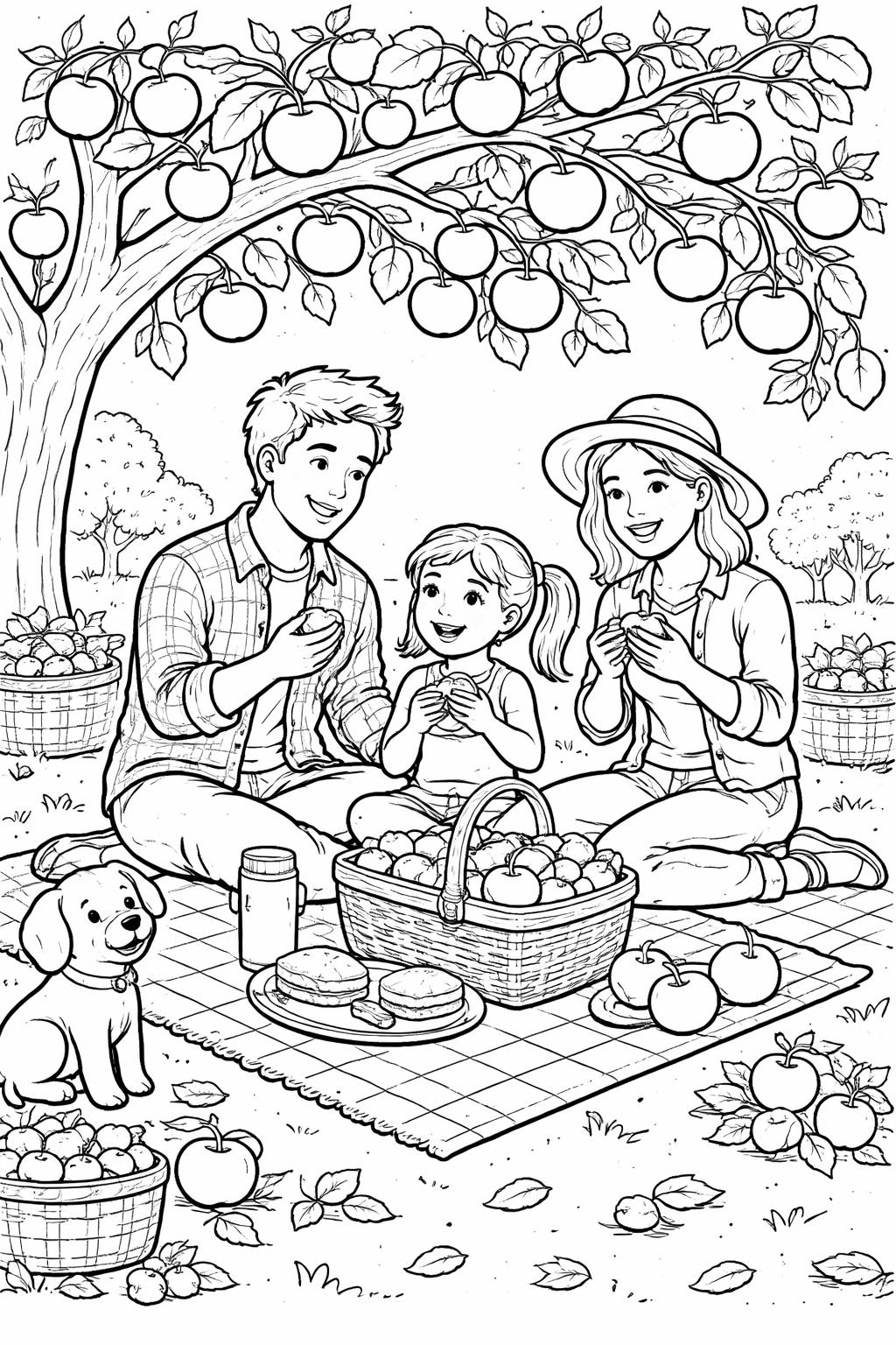 apple tree coloring page | apples growing on branches | fall coloring activity