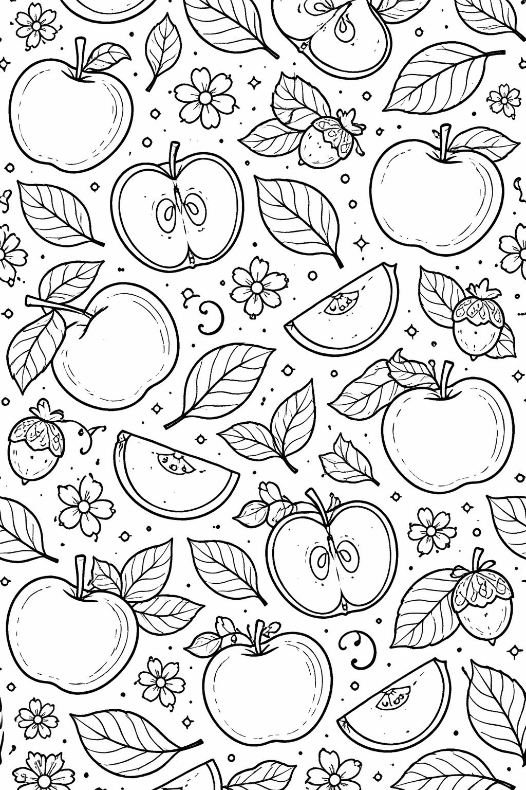 apple coloring pages | autumn fruit designs | fun kids coloring collection
