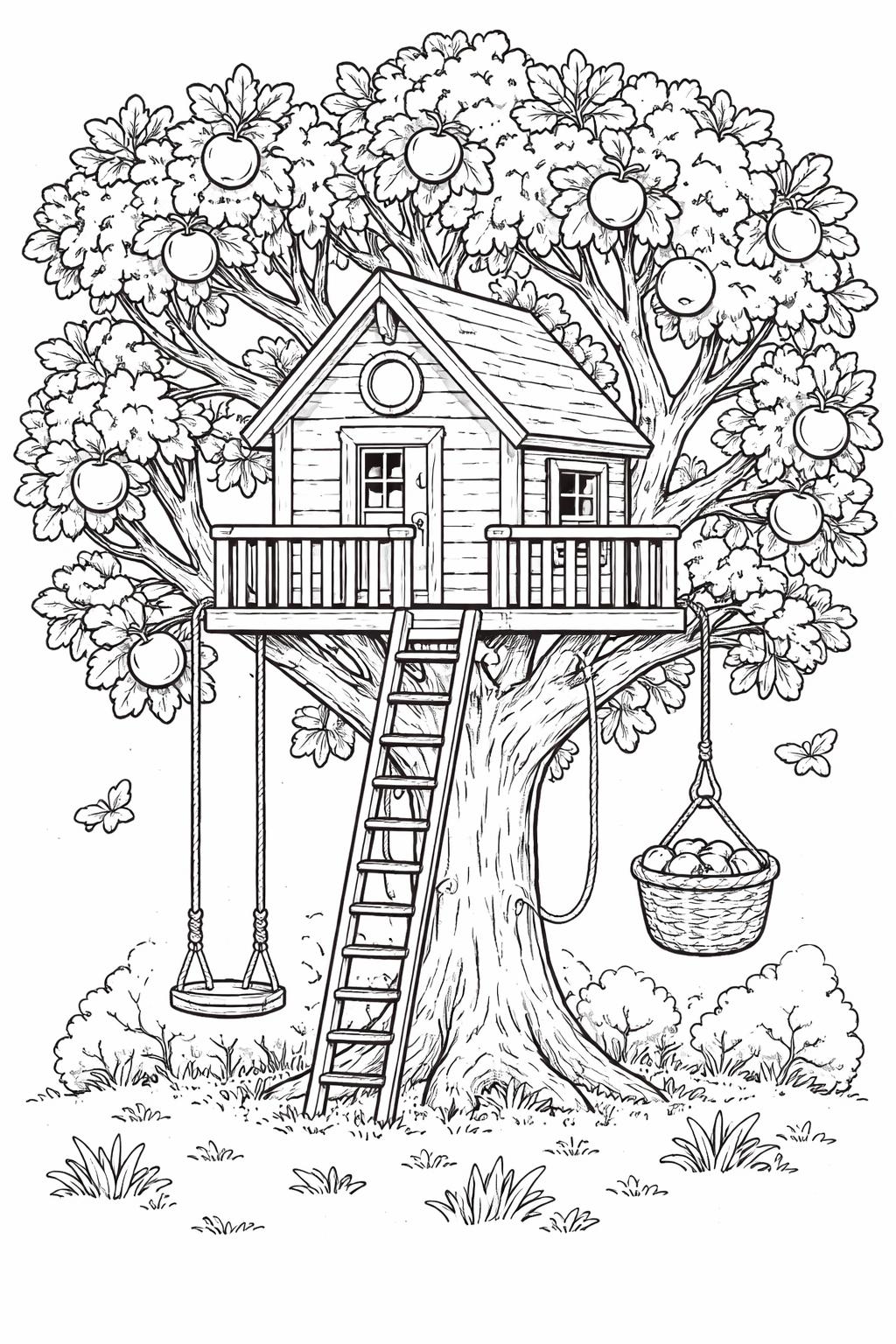 kawaii apple coloring page | adorable happy apple character | printable coloring design