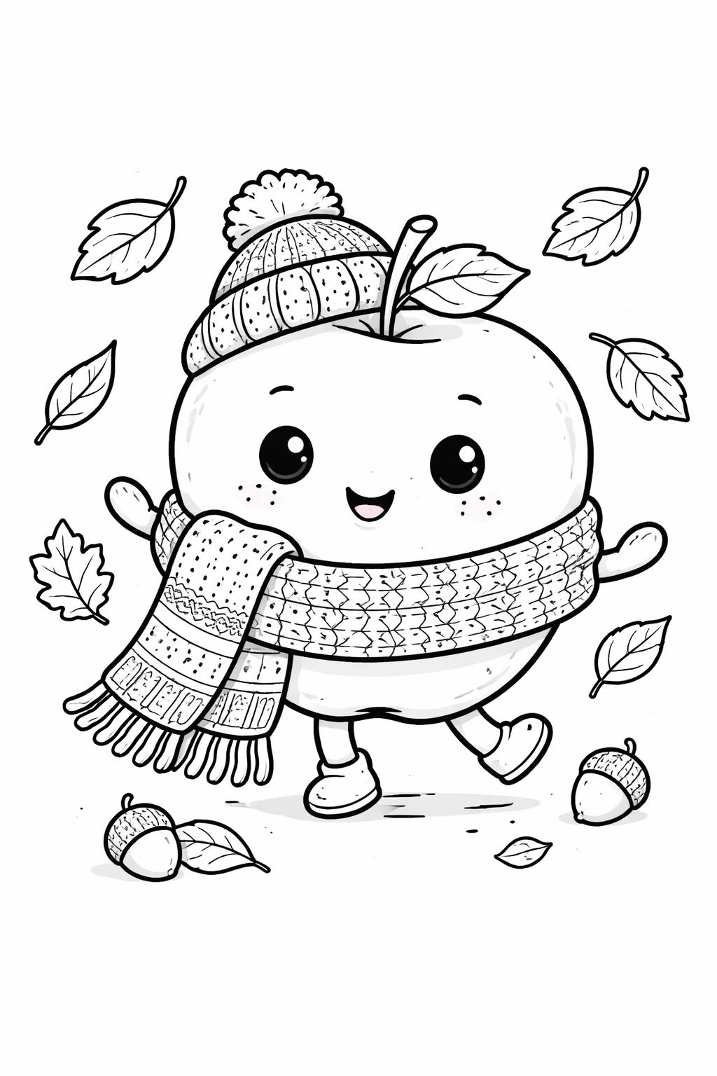 apple slices coloring page | healthy snack design | printable fall worksheet