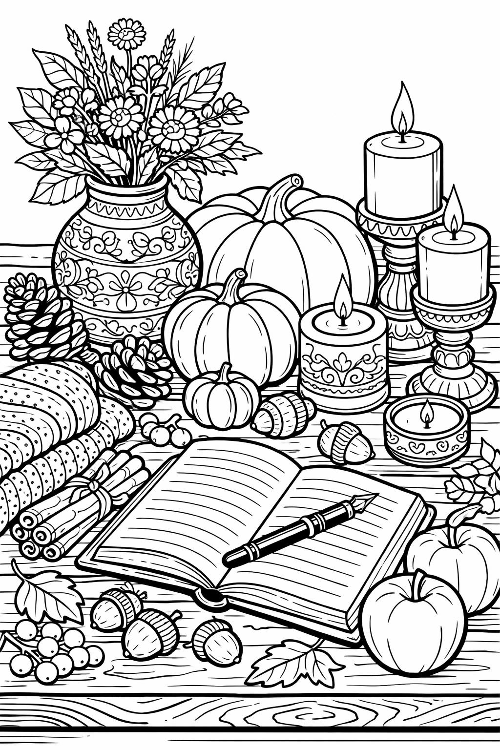 fall wreath coloring page | elegant seasonal decoration | printable adult coloring sheet
