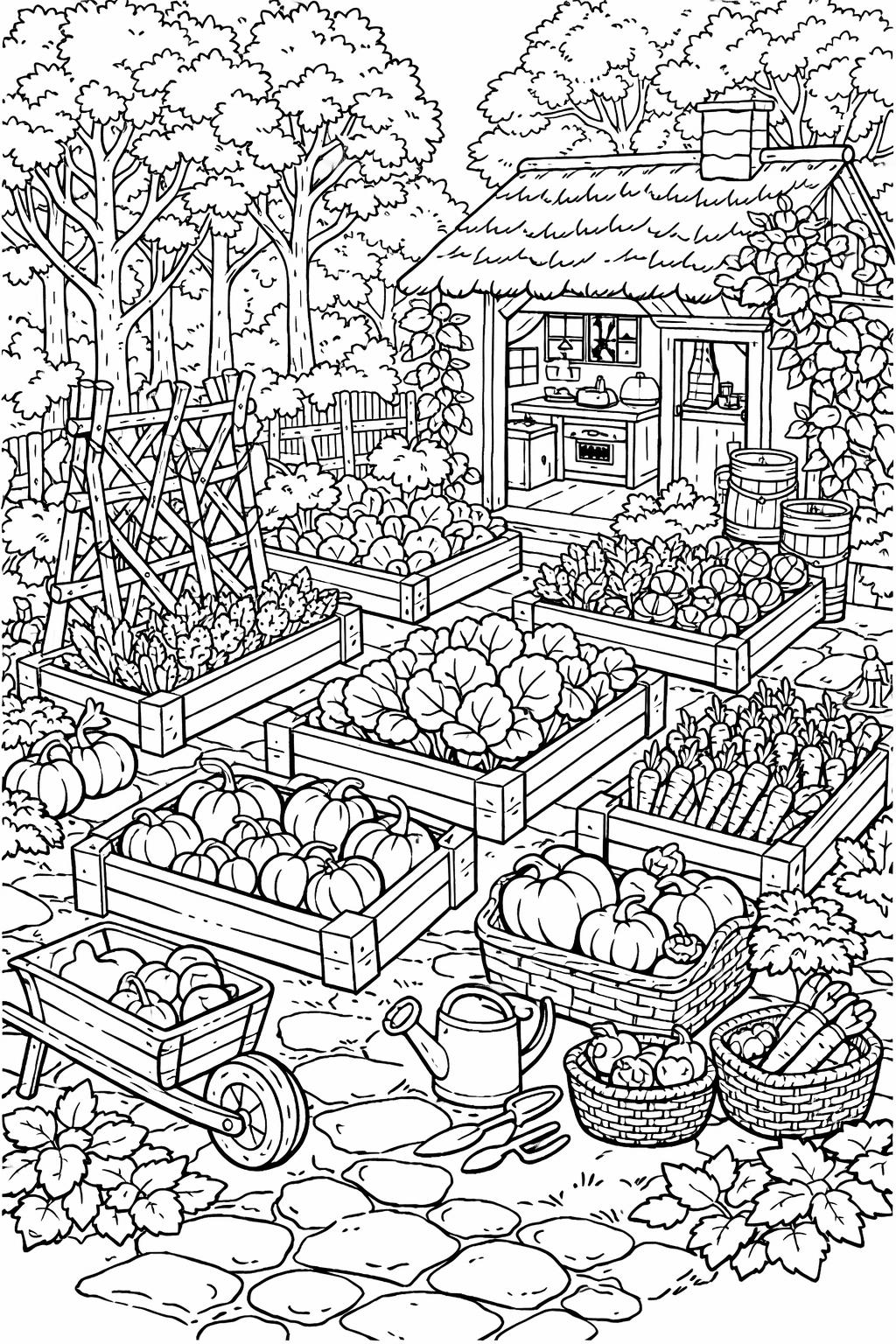 pumpkin aesthetic coloring page | stylish autumn design | relaxing adult coloring sheet