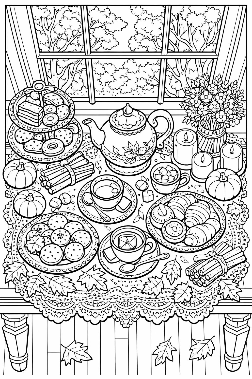 fall garden coloring page | beautiful autumn plants | printable adult activity