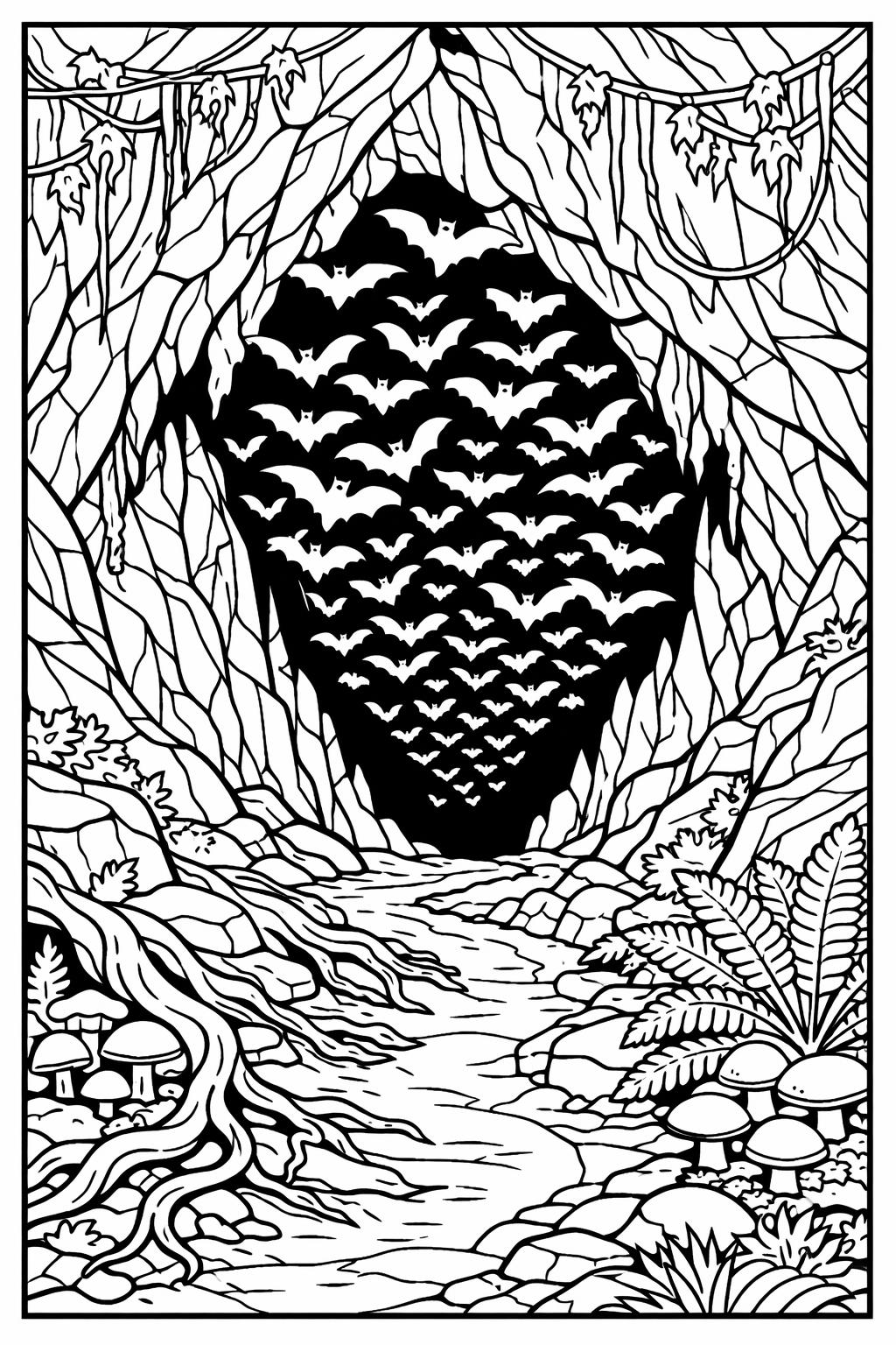 bat flying under the moon coloring page | spooky night artwork | Halloween coloring sheet