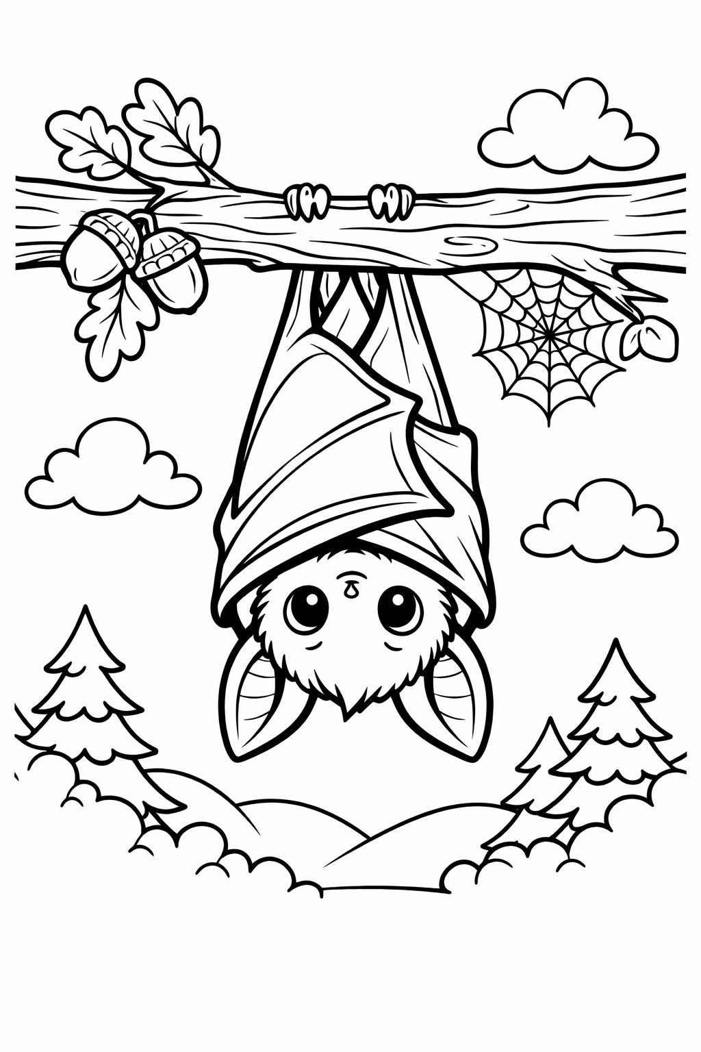 funny bat coloring page | silly Halloween character | fun coloring activity