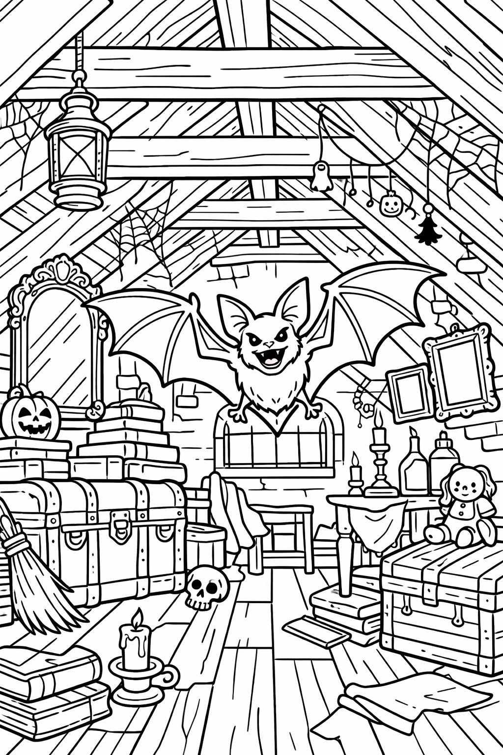 bat and ghost coloring page | spooky Halloween friends | fun coloring sheet