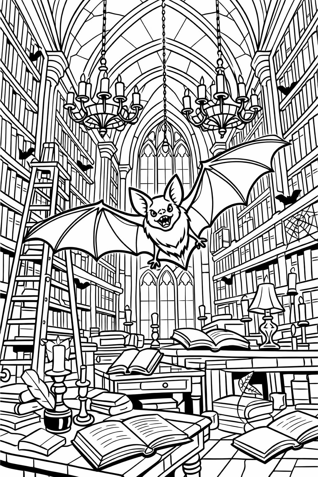 bat and vampire coloring page | creepy monster group | Halloween coloring sheet