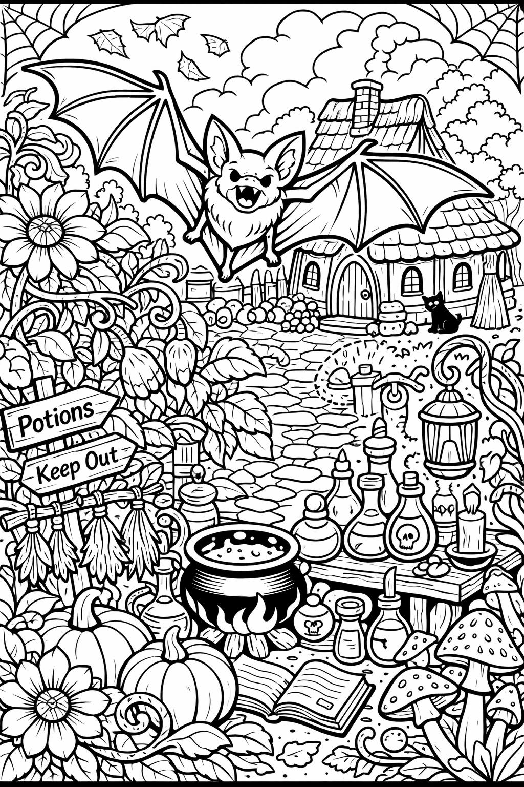 bat Halloween costume coloring page | cute dress-up character | fun coloring sheet