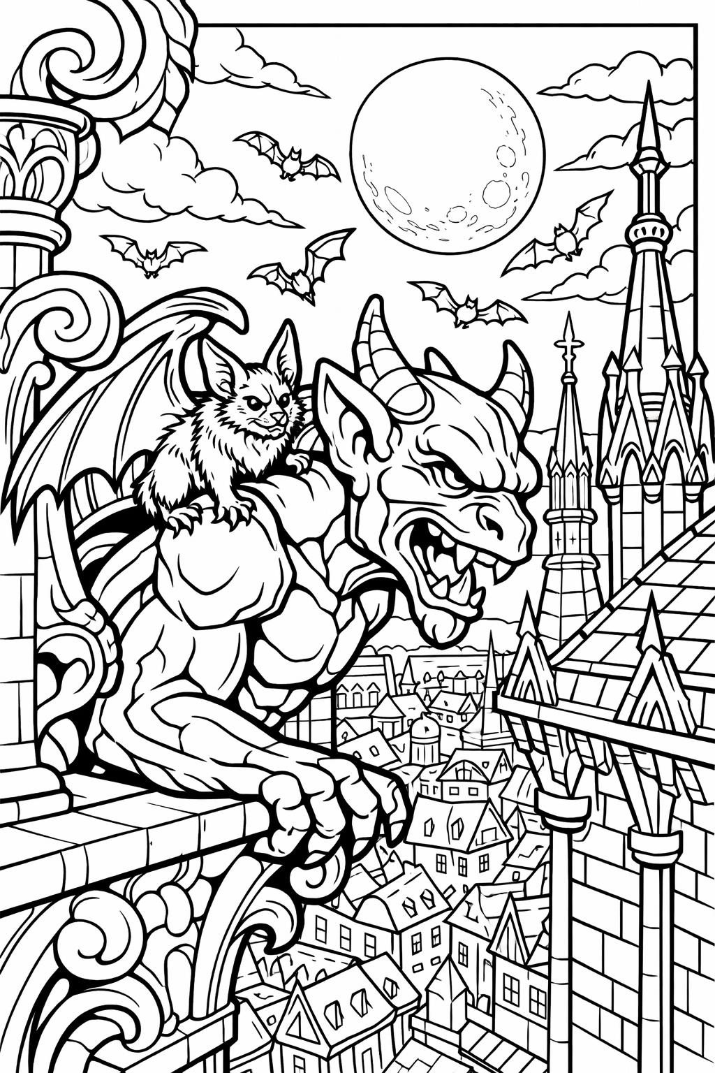 bat with spider web coloring page | creepy Halloween artwork | coloring sheet