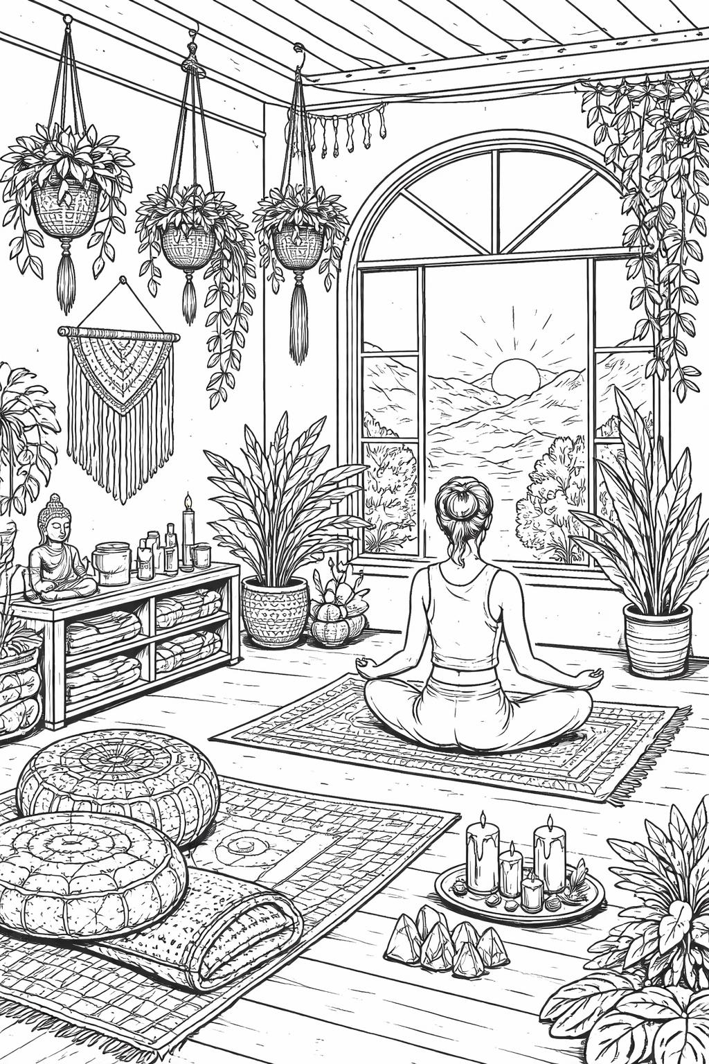 boho feather coloring page | intricate feather details | relaxing coloring design