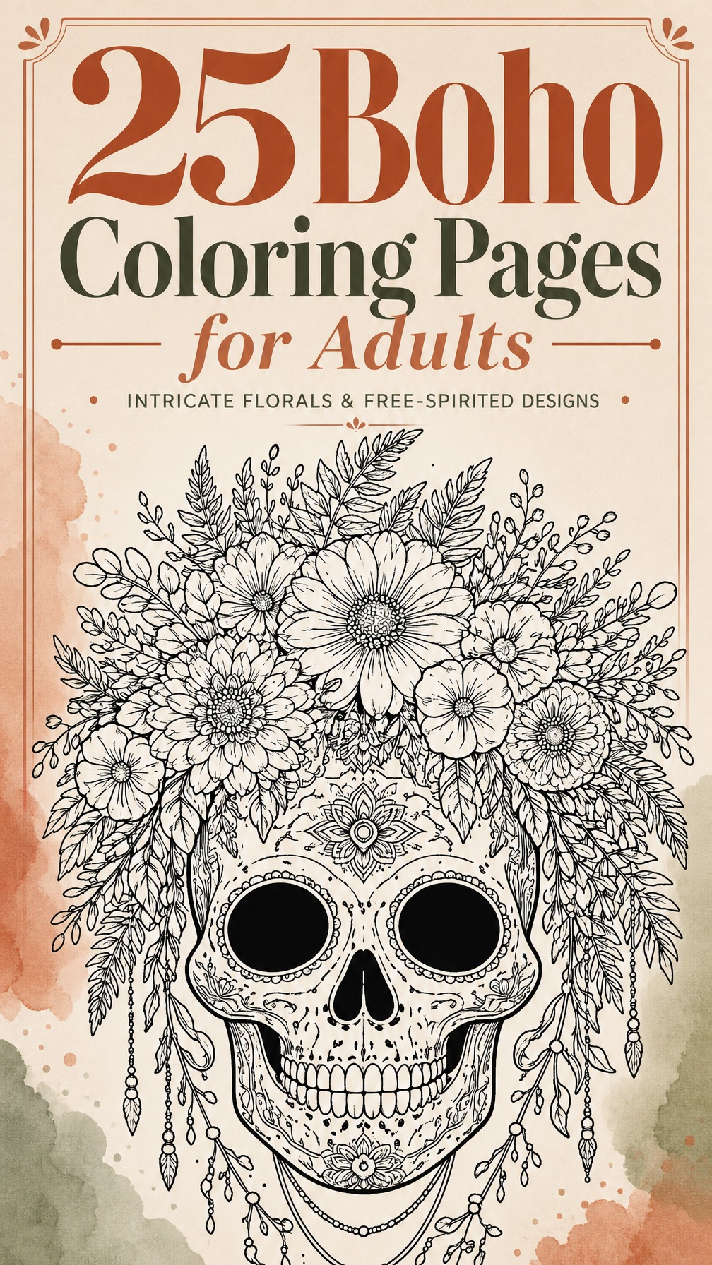 boho coloring page | free-spirited decorative design | relaxing adult coloring activity