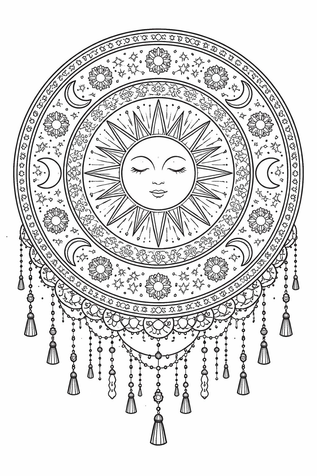 boho arch coloring page | layered arches and geometric motifs | relaxing adult activity