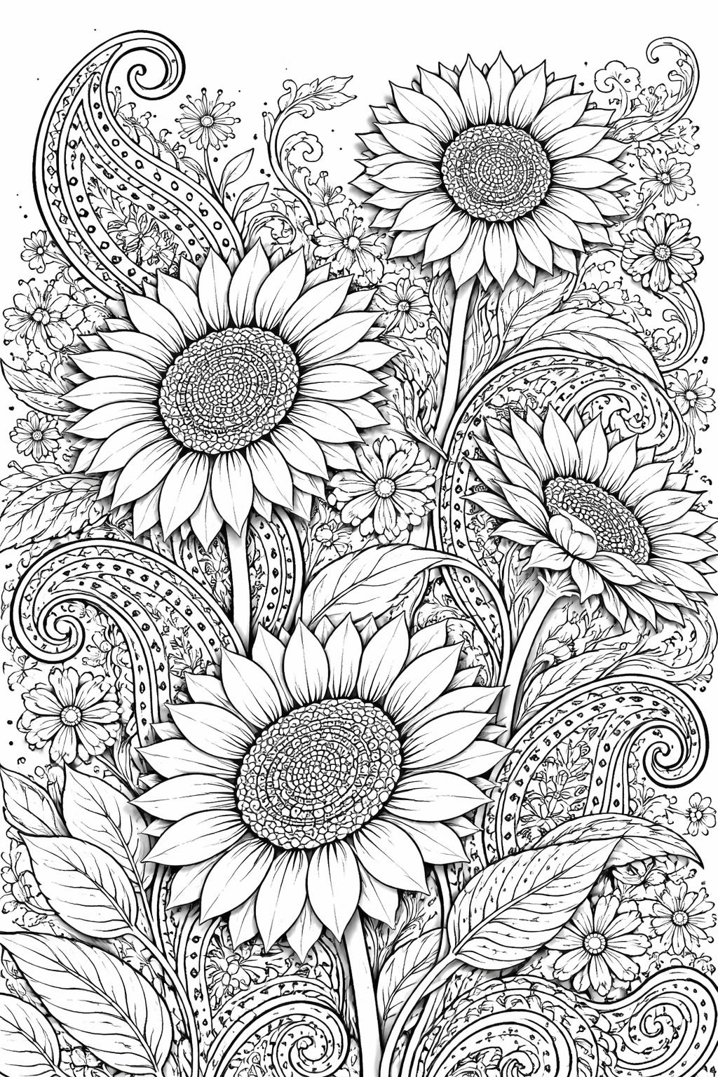 boho woman portrait coloring page | flowing hair and floral ornaments | detailed printable sheet